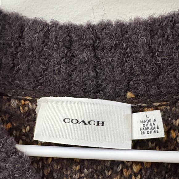 Vintage Coach Charcoal & Camel Patterned V-Neck oversized Sweater - large - Picture 2 of 5